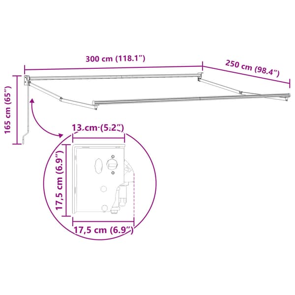 Utfällbar markis Röd 300 x 250 cm Polyester och aluminium