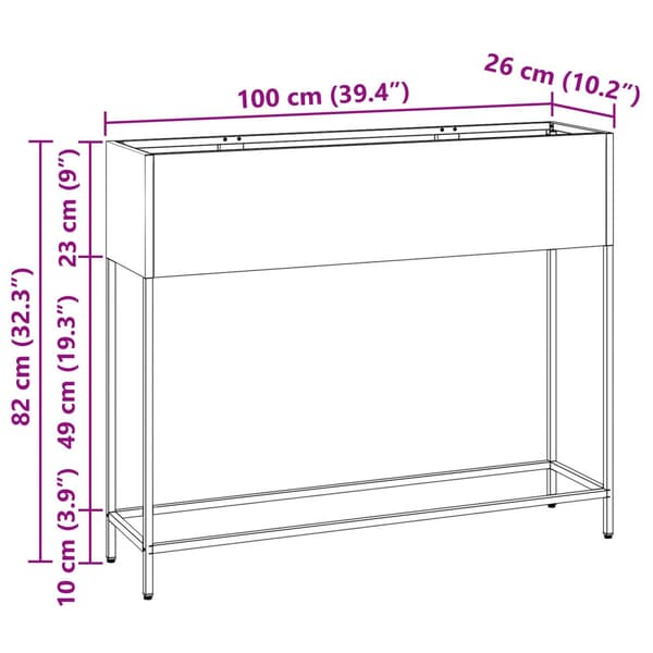 Höjdträdgårdsplanterare Vit 100 x 26 x 82 cm Stål