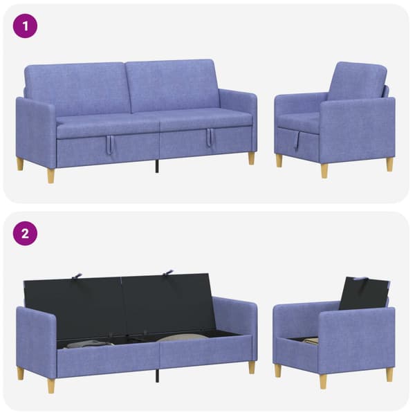 Soffgrupp med förvaring 2 pcs Jeansblå Polyester