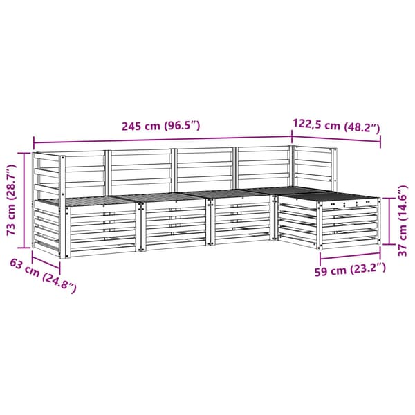Utomhussoffset 5 pcs Naturfärg