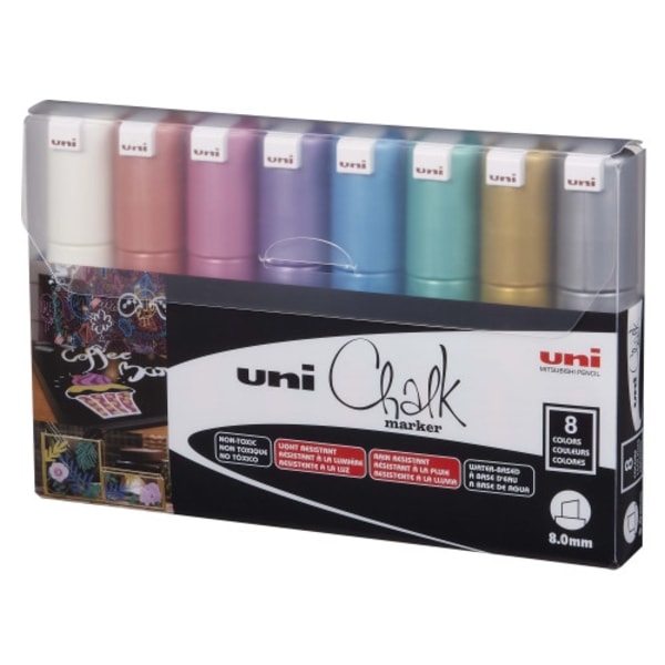 Uni - Chalkmarker 8M - Metallic colors, 8 pc