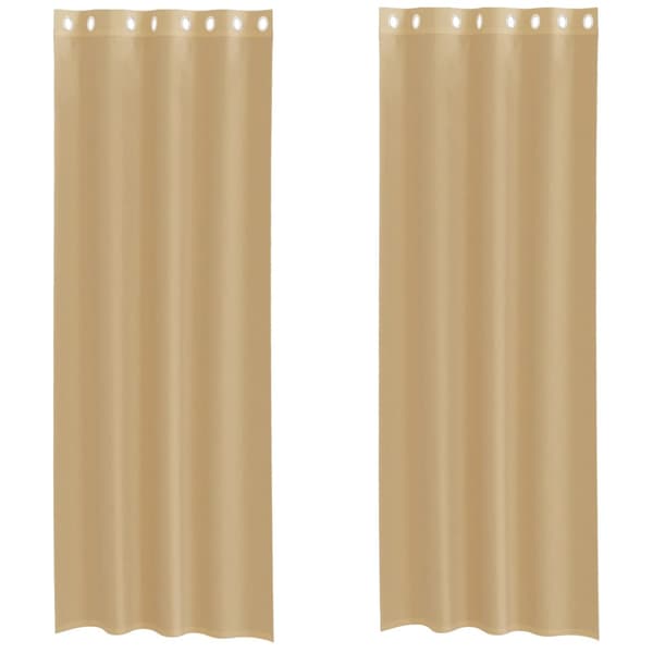 Voile gardiner med genomföringar 2 st sand