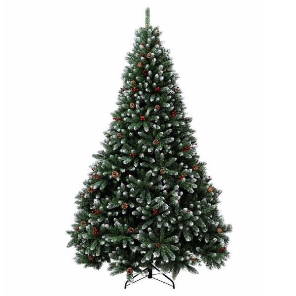 Konstgjord julgran med kulor 210 cm 300 LED-lampor Varmvit