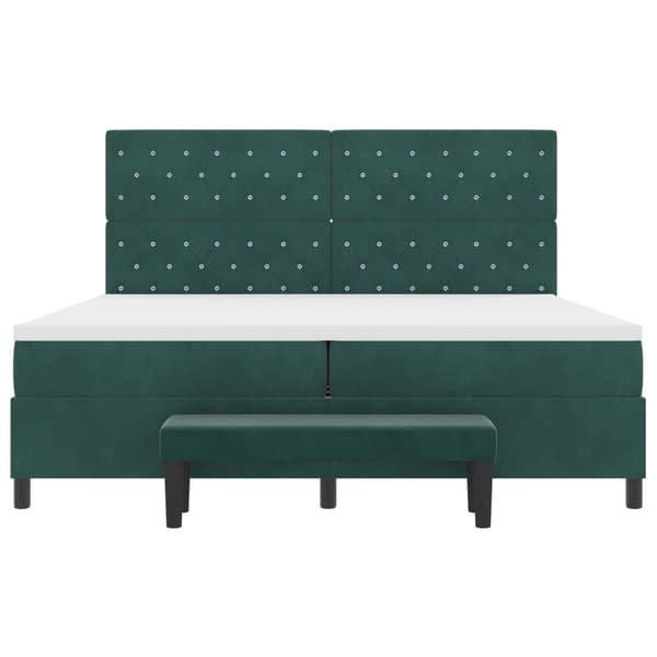 Bäddfjäder med huvudgavel Mörkgrön 200 x 200 cm Sammet