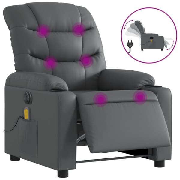 Elektrisk massagefåtölj grå konstläder