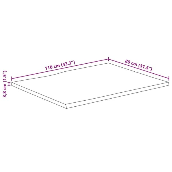 Bordsskiva 110x80x3,8 cm rektangulär massiv akacia levande kant