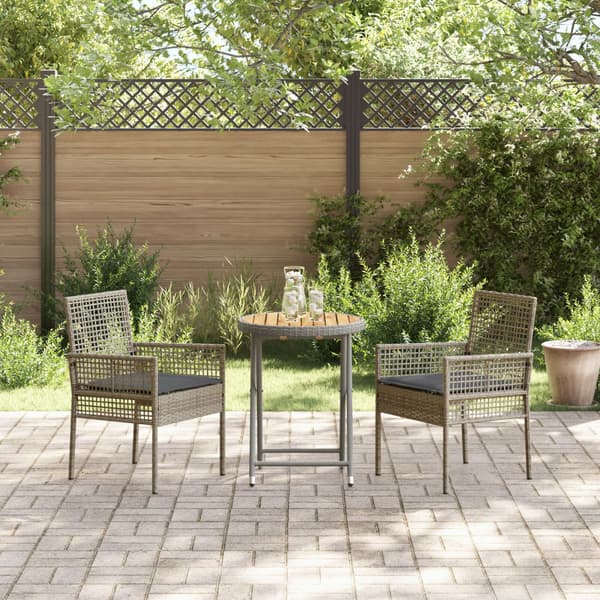 Trädgårds Bistro Set 3 pcs Grå konstrotting