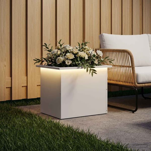 Odlingslåda med LED Vit 40 x 60 x 40 cm Stål