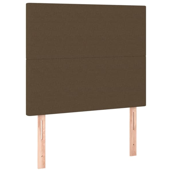 Ramsäng med madrass & LED mörkbrun 90x200 cm tyg