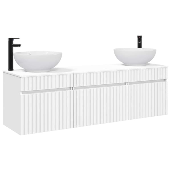 Badrumsskåpsset 3 st Vit 49 x 44,5 x 66,5 cm Konstruerat trä