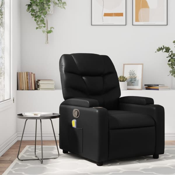 Massagefåtölj svart konstläder