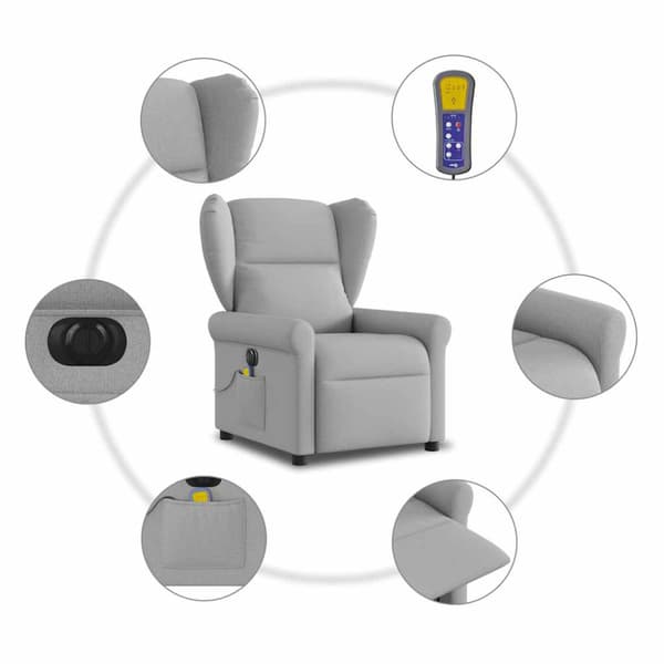 Elektrisk massagefåtölj molngrå tyg