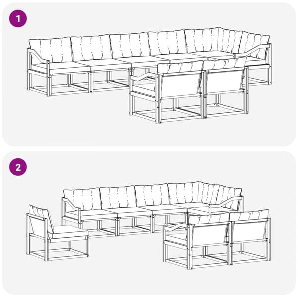 Utomhussoffset med kudde 8 pcs Naturlig och Grädde