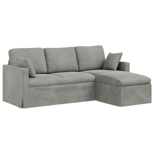 Soffa Ljusgrå 198 x 134 x 80 cm Sammet