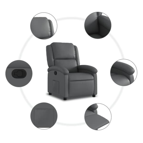 Reclinerfåtölj grå konstläder