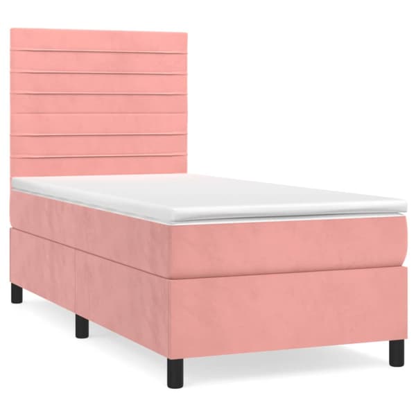 Ramsäng med madrass rosa 80x200 cm sammet
