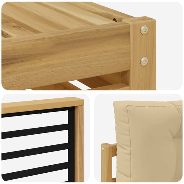 Utomhussoffset med kudde 4 pcs Vit och Beige Polyester