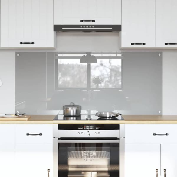 Köksskydd 2 pcs Ljusgrå 70 x 60 cm härdat glas