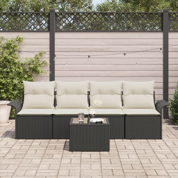 Soffset med kudde 5 pcs Svart konstrotting