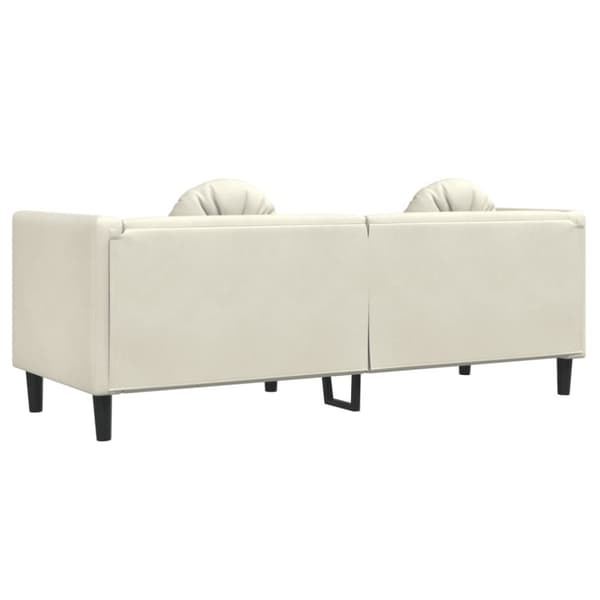 Soffa med kuddar 3-sits gräddvit sammet