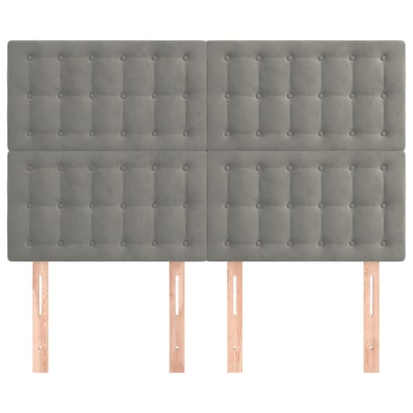 Sänggavel ljusgrå 144x5x118/128 cm sammet