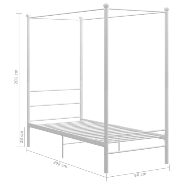 Himmelsäng vit metall 90x200 cm