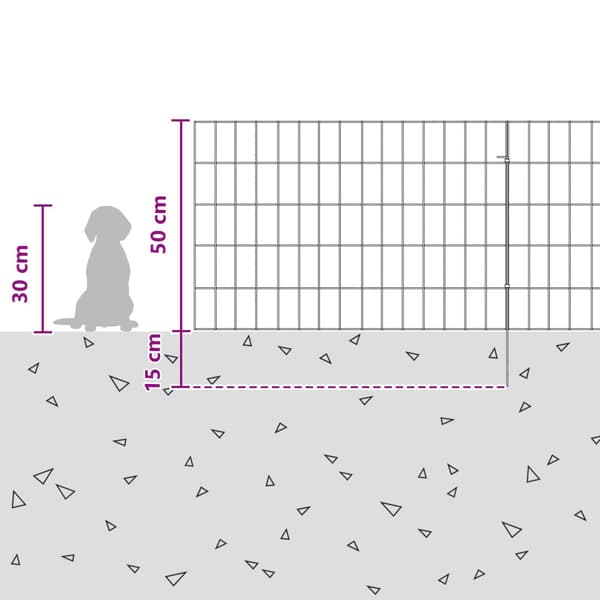 Trädgårdsstängsel med pålar 24 pcs 75 x 50 cm Mesh Silver