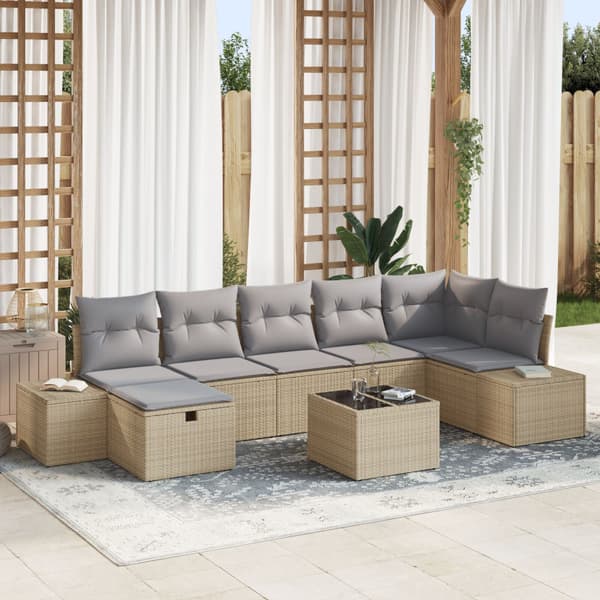 Trädgårdsoffset 8 st Beige konstrotting