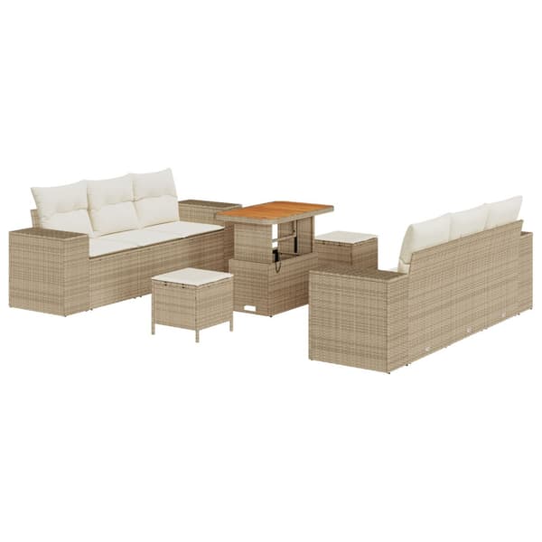 Trädgårdsoffset 9 st Beige Poly rattan
