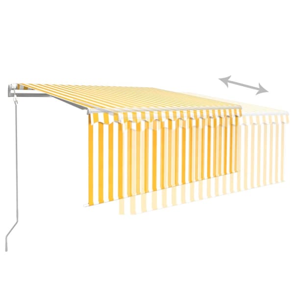 Automatisk markis m. vindsensor rullgardin LED 3,5x2,5m gul/vit