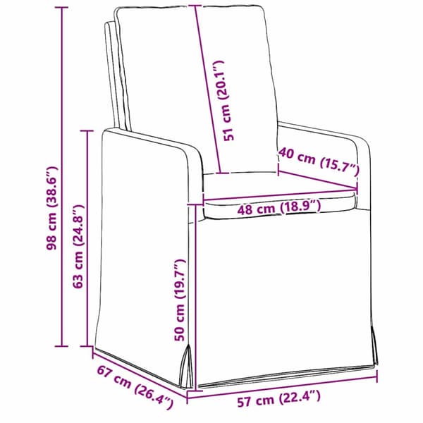 Matstolar 2 pcs Blå 57 x 67 x 98 cm tyg