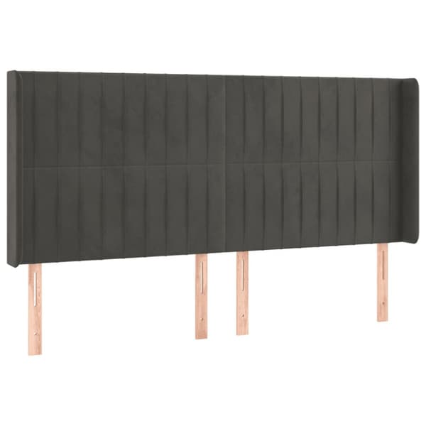Ramsäng med madrass & LED mörkgrå 180x200 cm sammet