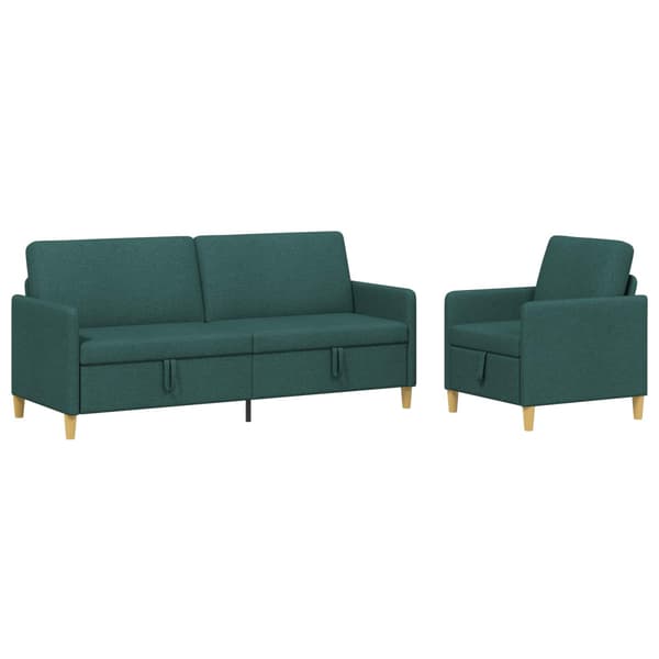 Soffgrupp med förvaring 2 pcs Mörkgrön Polyester