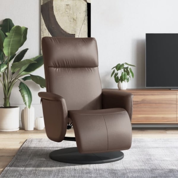 Reclinerfåtölj med fotstöd brun konstläder
