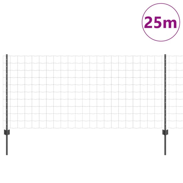 Stängsel med stolpe Grå 1 x 25 m Stål