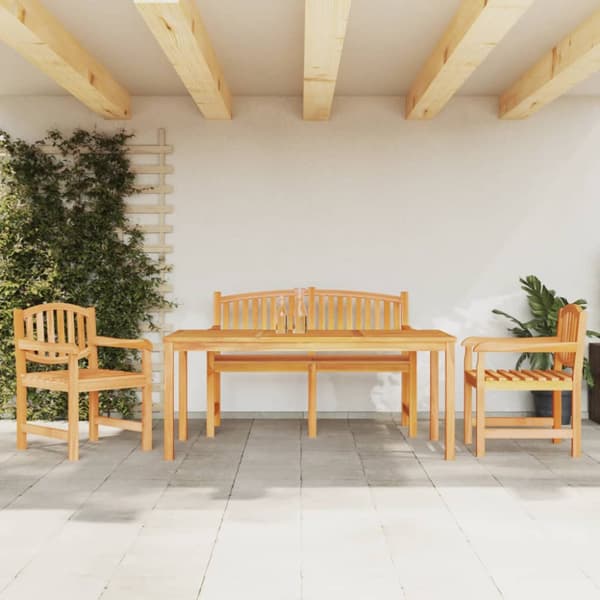 Matgrupp för trädgården 4 delar massiv teak