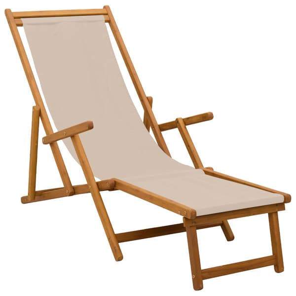 Hopfällbar solstol 2 st 3 Position Massiv Eukalyptus Trä Beige