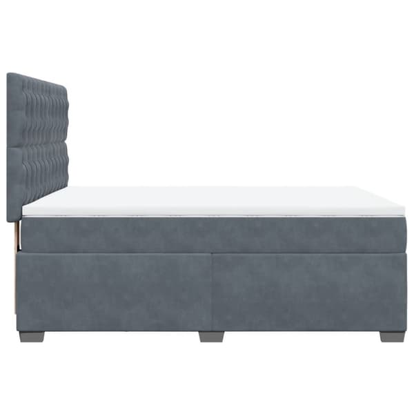 Ramsäng med madrass mörkgrå 140x190 cm sammet