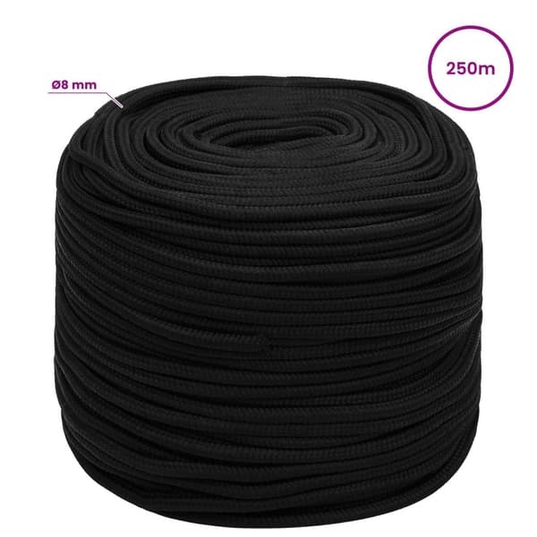 Mångsidigt bruksrep 8 mm 250 m Svart Polyester