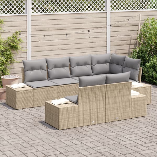 Trädgårdsoffset 7 pcs Beige och Ljusgrå konstrotting