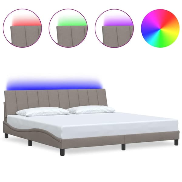 Bed Frame without Mattress "Hanko" Taupe 200x200cm Fabric