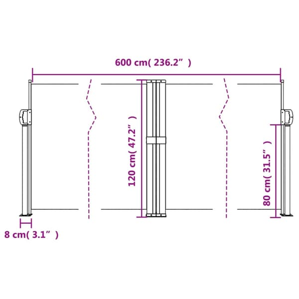 Infällbar sidomarkis antracit 120x600 cm