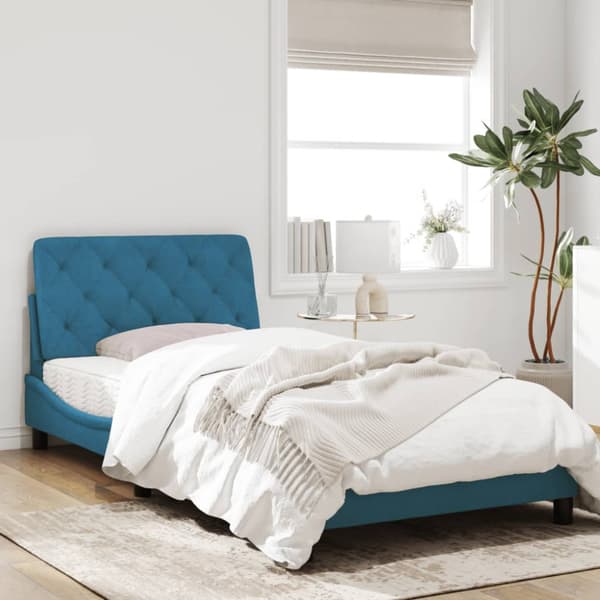 Bed Frame without Mattress Blue 100x200 cm Velvet