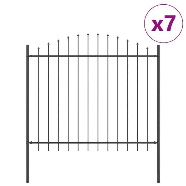 Trädgårdsstängsel 7 pcs Grå 170 x 165 cm Pulverlackerat stål