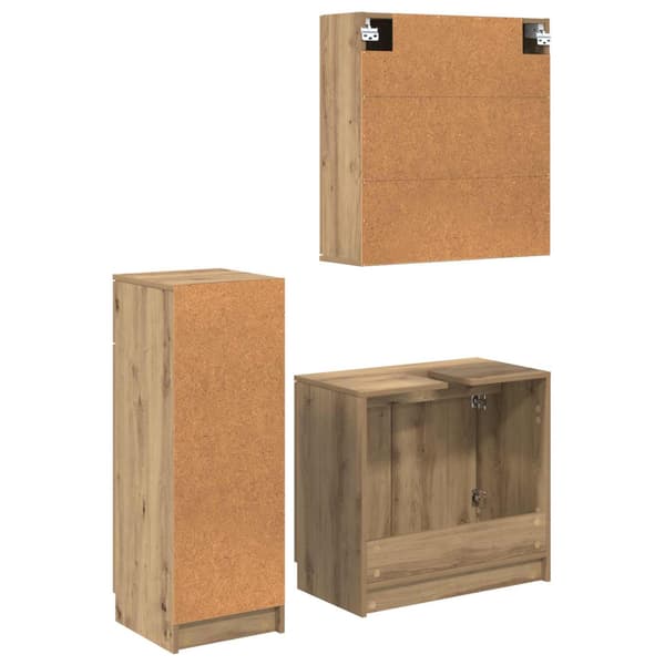 Badrumsmöbelset med låda 3 pcs Artisan Ek Konstruerat trä