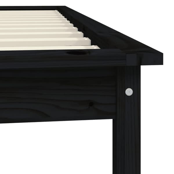 Sängram svart 90x200 cm massiv furu