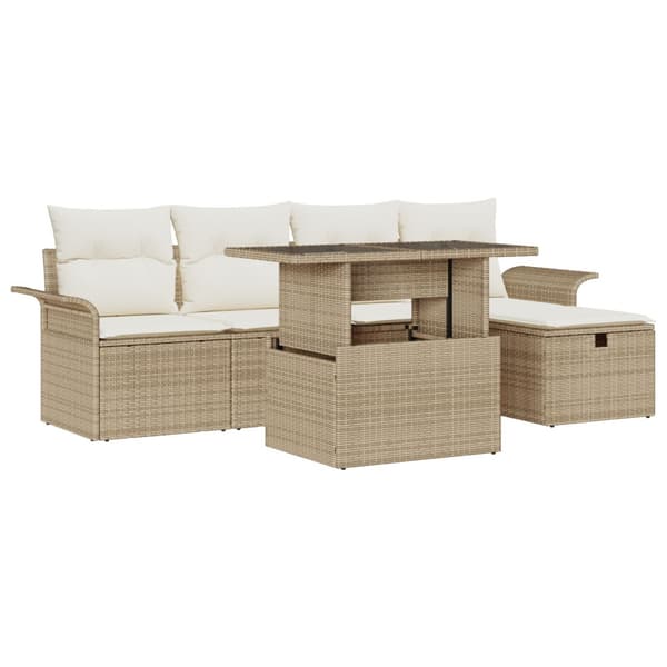 Trädgårdsoffset 6 st Beige konstrotting