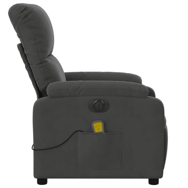 Elektrisk massagefåtölj mörkgrå mikrofibertyg