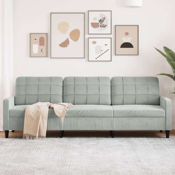 3-sitssoffa ljusgrå 210 cm sammet