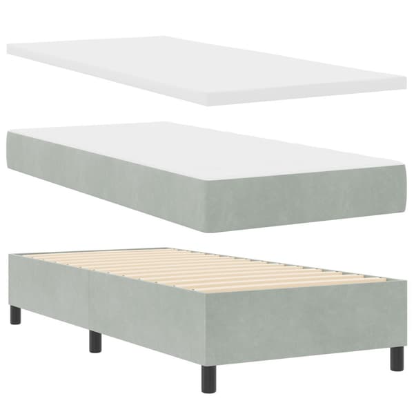 Bäddfjäder med madrass Ljusgrå 90 x 200 cm Sammet
